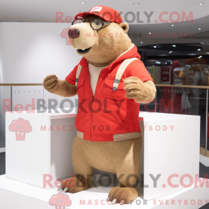 Red Capybara mascot costume...