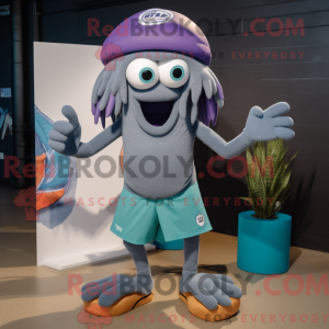 Gray Medusa mascot costume...