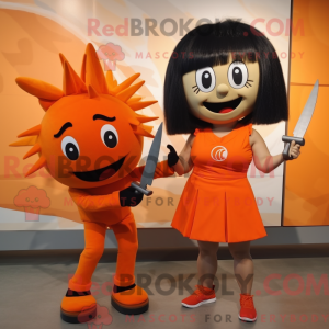 Orange Knife Thrower mascot...