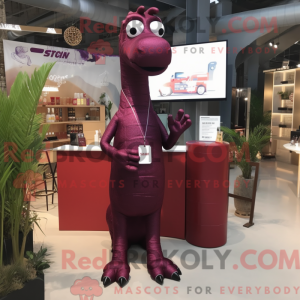 Maroon Brachiosaurus mascot...