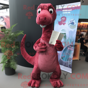 Maroon Brachiosaurus mascot...