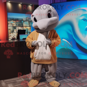 Beige Dolphin maskot...