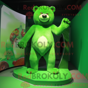 Green Bear mascot costume...