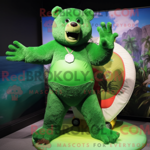 Green Bear mascot costume...