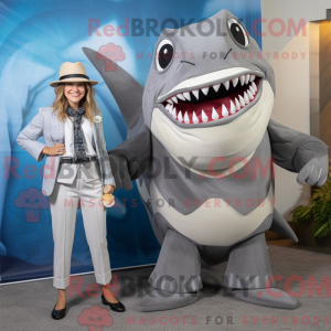 Grå Megalodon maskot...