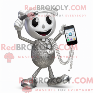 Sølv Phone maskot kostyme...