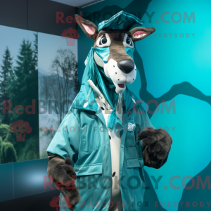 Teal Okapi mascot costume...