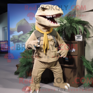 Beige Allosaurus mascot...