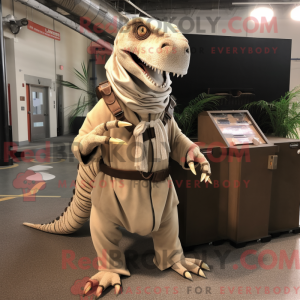 Beige Allosaurus mascot...