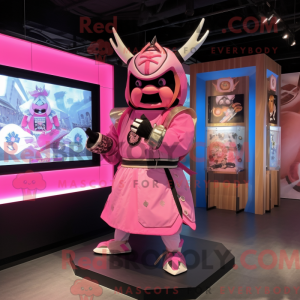 Pink Samurai mascot costume...