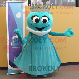 Teal Queen mascot costume...