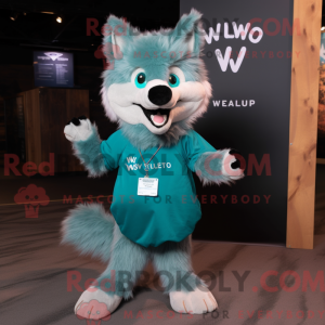 Teal Say Wolf mascot...