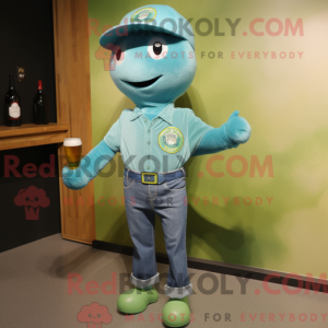 Sky Blue Green Beer mascot...