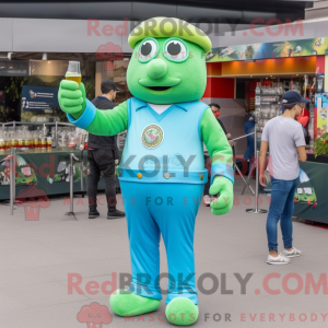 Sky Blue Green Beer mascot...