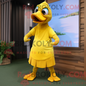 Žlutá postava maskota Dodo...