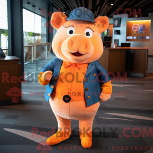 Orange Pig mascot costume...