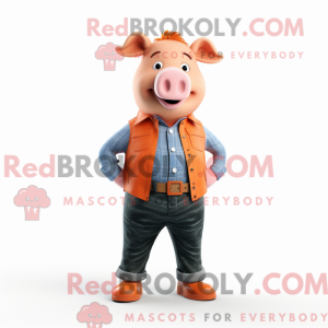 Orange gris maskot kostyme...