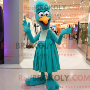 Turquoise Ostrich mascot...