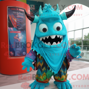 Turkis Dæmon maskot kostume...