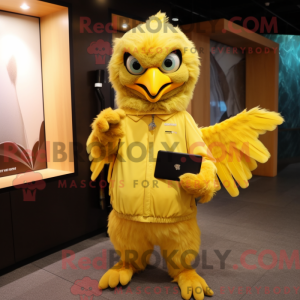 Yellow Harpy mascot costume...