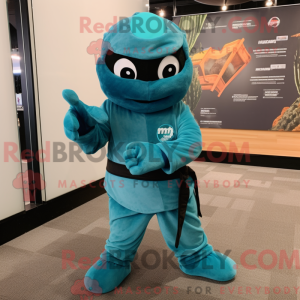 Teal Ninja mascot costume...