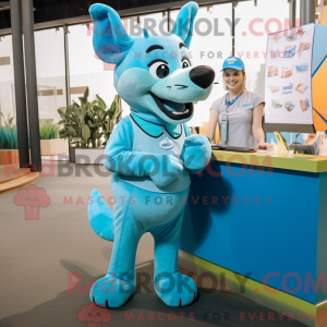 Cyan Dingo maskot kostume...