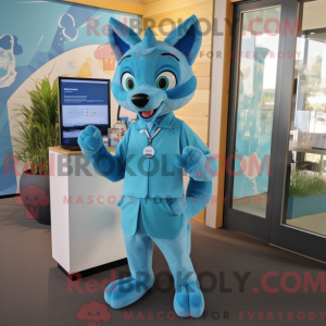 Cyan Dingo Maskottchen...