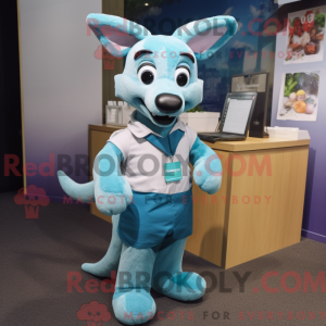Cyan Dingo-maskotdraktfigur...