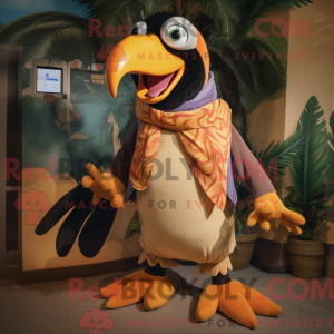 Tan Toucan maskot kostume...