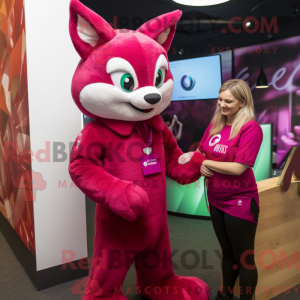 Magenta Fox maskot kostume...