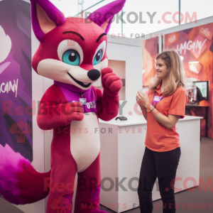Magenta Fox Maskottchen...