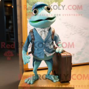 Teal Frog maskot kostume...