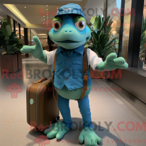 Teal Frog Maskottchen...