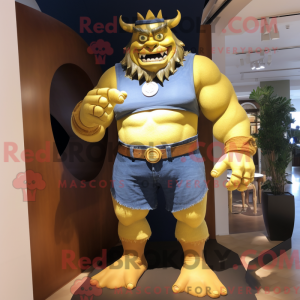 Gold Ogre-maskotdraktfigur...