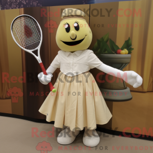 Cream Tennis Racket mascot...