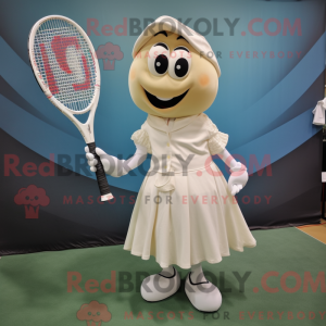Cream Tennis Racket mascot...