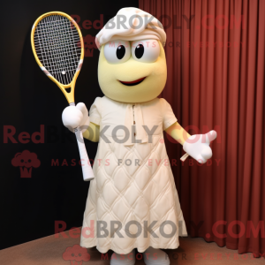 Cream Tennis Racket mascot...