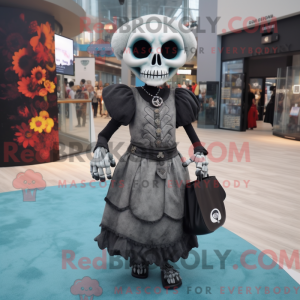 Gray Skull mascot costume...