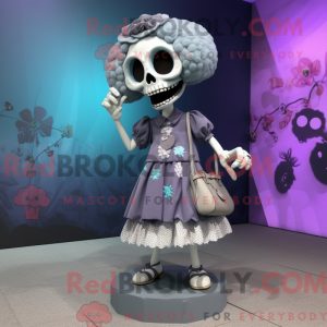Gray Skull mascot costume...