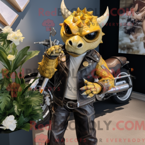 Gold Triceratops mascot...