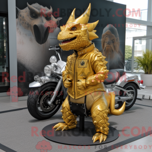 Gold Triceratops mascot...