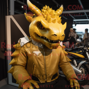Gold Triceratops mascot...