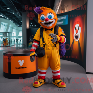 Orange Evil Clown mascot...