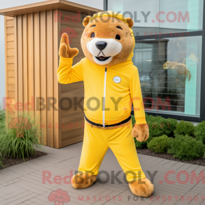 Yellow Otter maskot kostume...