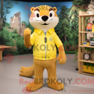 Yellow Otter maskot kostume...
