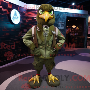 Olive Hawk mascot costume...