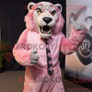 Pink Smilodon maskot...