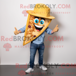 Gold Pizza Slice maskot...