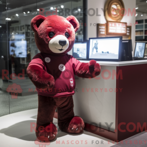 Maroon Teddy Bear mascot...