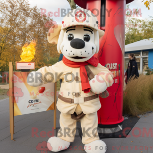 Cream Fire Fighter mascot...